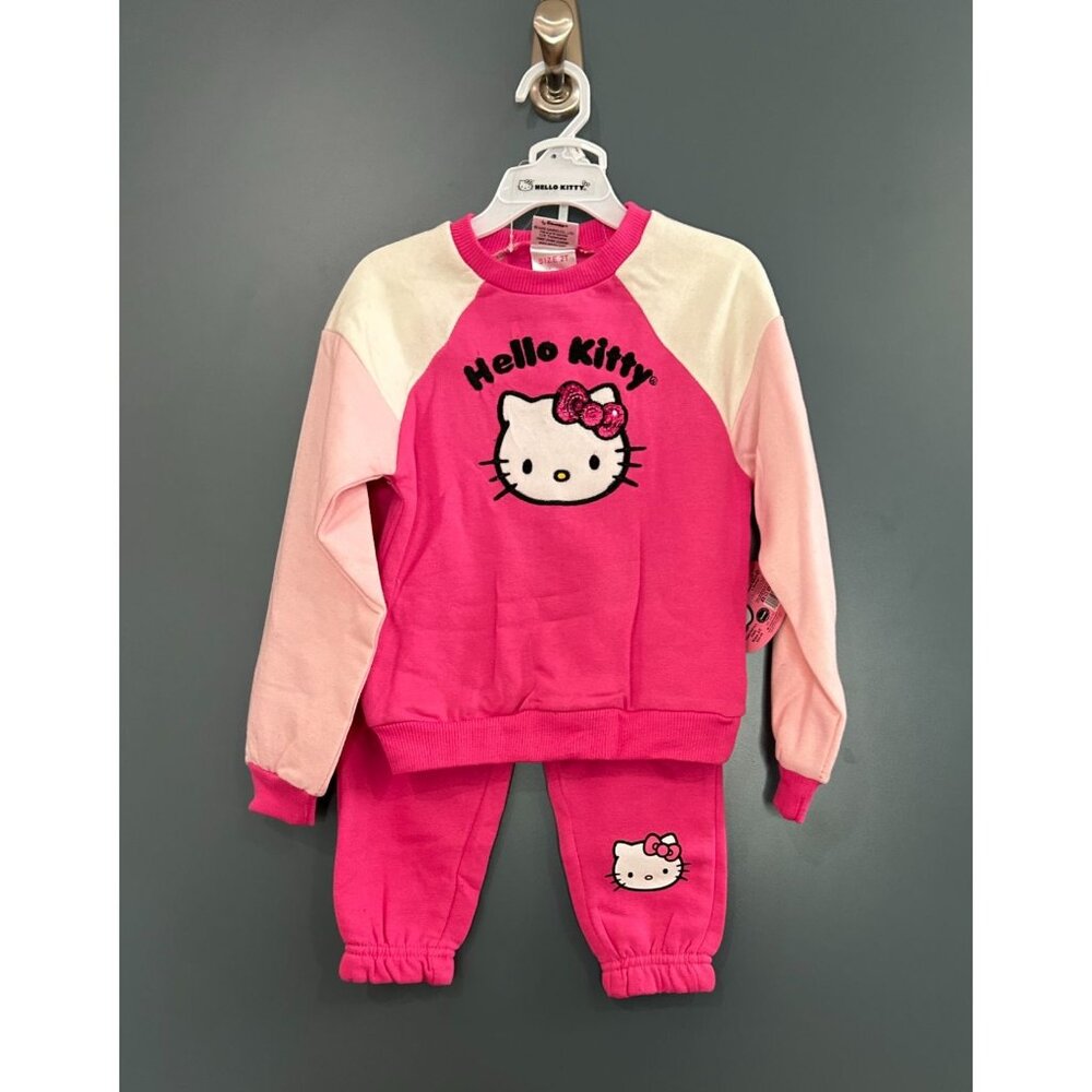 NWT Girls 3T Hello Kitty 2-piece Pink Jogger and Sweatshirt Set MSRP $34
